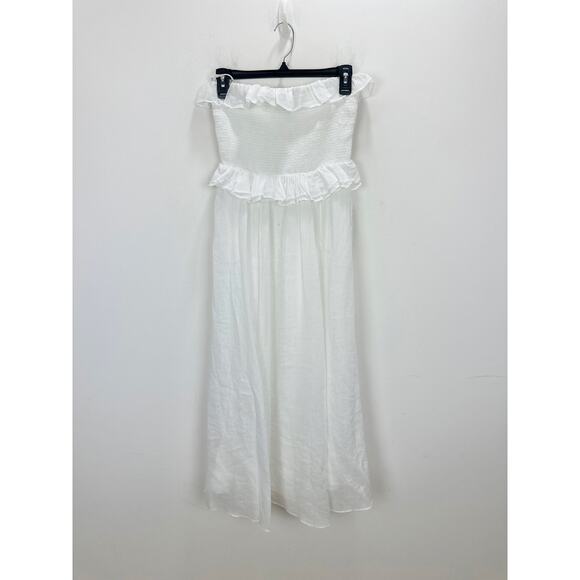 J.Crew Ravenna Dress Ramie Ruffle Lightweight Smocked Midi White XS NWT - Picture 7 of 12